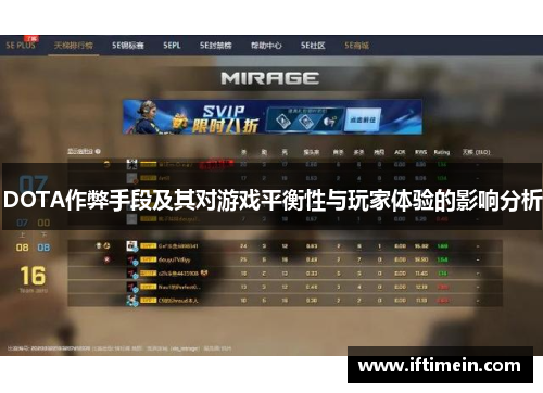 DOTA作弊手段及其对游戏平衡性与玩家体验的影响分析